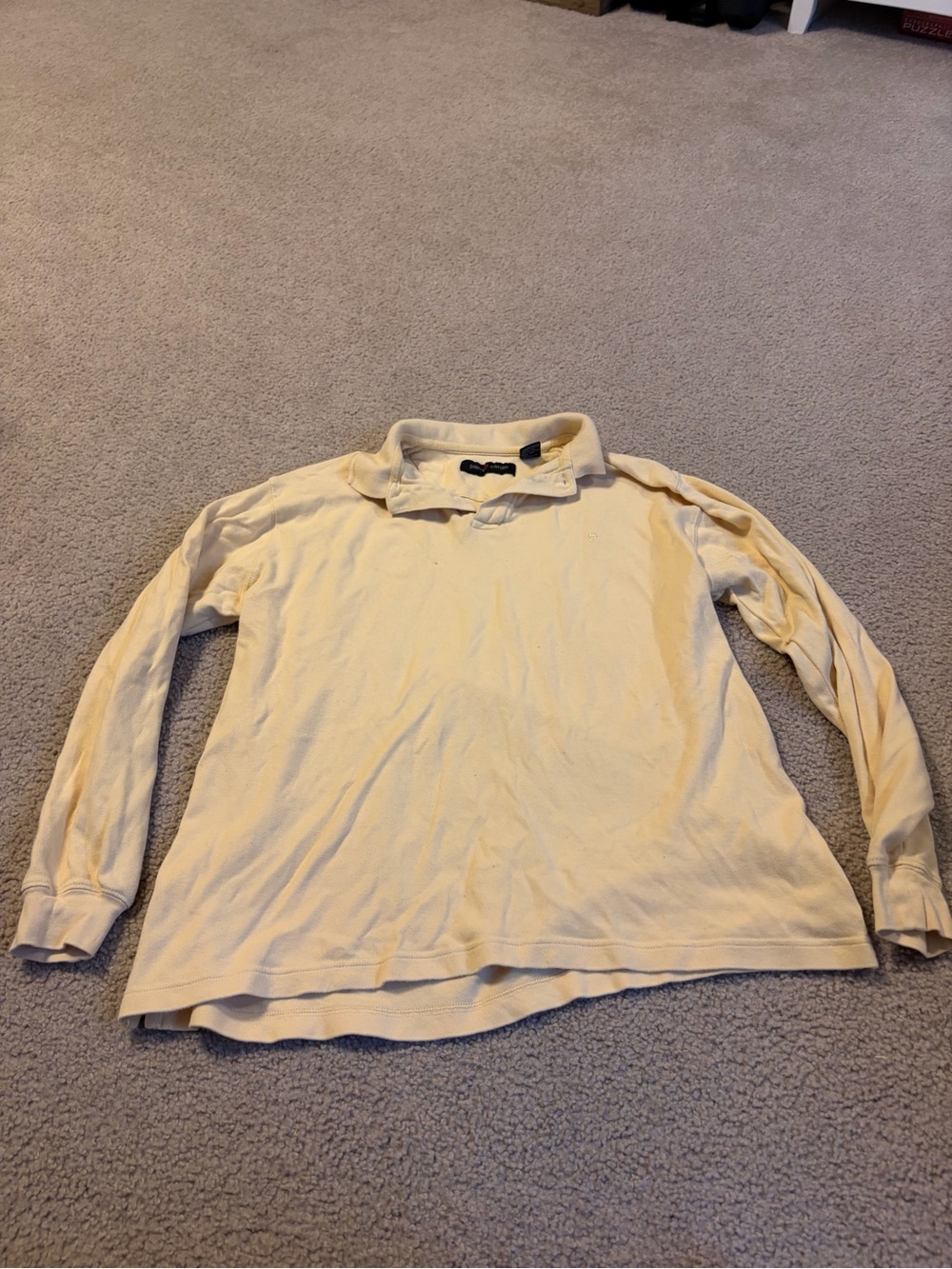 Pierre Cardin 100% cotton Long Sleeve Polo Shirt in Light Yellow